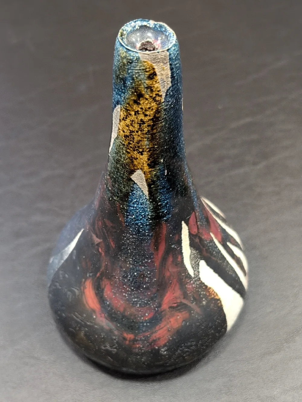 Vintage Signed Studio PotteryTeardrop Textured Abstract Raku Vase.